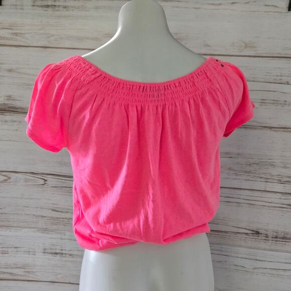 Gap Outlet Bright Pink Heathered Peasant Top sz XS - Picture 4 of 6